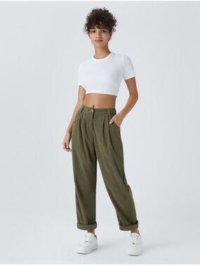 Halara Mid Rise Zipper Pocket Corduroy Casual Pants Sz Small NWT